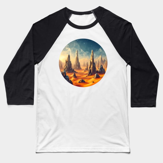 Low Poly Rocky Desert Baseball T-Shirt by Antipodal point